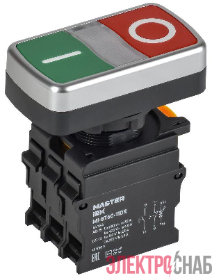 Кнопка "I-O" d22мм 1НО+1НЗ MASTER с подсветкой IEK MI-BT60-11DR-3-11-K51