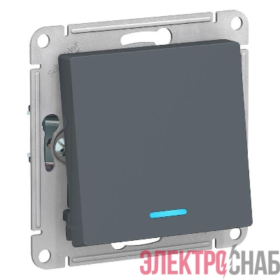 Переключатель проходной 1-кл. СП AtlasDesign 10А IP20 (сх. 6а) 10AX с подсветкой механизм грифель SE ATN000763