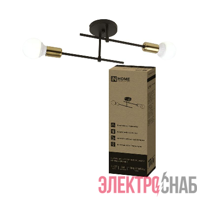 Светильник LOFT EASY-2Е27-BLT 2хE27 потолочн. под лампу латунь черн. IN HOME 4690612064130