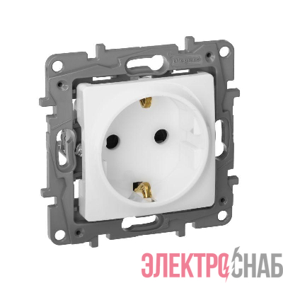 Розетка 1-м СП Etika 16А IP31 250В 2P+E с заземл. защ. шторки немецк. стандарт винтов. клеммы механизм бел. IEK 672222