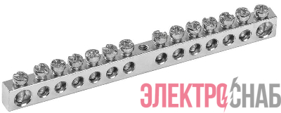 Шина PEN "земля-ноль" 6х9мм 14/1 Ni (14групп/крепеж по центру) IEK YNN10-14-100-N