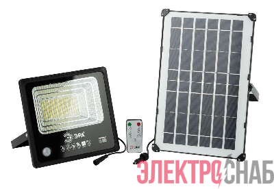 Прожектор светодиодный 100Вт 5000К 1200лм IP65 уличный с датчиком движения солнечная батарея ПДУ Эра Б0049547