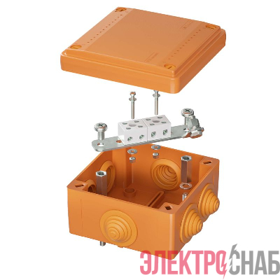 Коробка ответвительная FS 100х100х50мм IP55 4п 450В 6А 4кв.мм с кабельными вводами и клеммниками пластик. DKC FSB11404