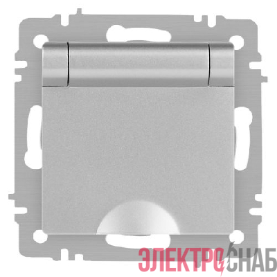 Розетка 1-м СП Accent 6-203-03 16А IP20 250В 2P+E Schuko с крышкой алюм. Intro Б0063721