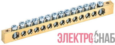 Шина PEN &quot;земля-ноль&quot; 8х12мм 14/2 (14групп/крепеж по краям) IEK YNN21-14-100