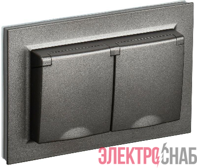 Розетка 2-м СП BRITE 16А в сборе IP44 с крышкой бронза IEK BR-R26-16-44-K45-F
