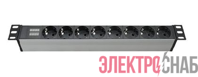 Блок распределения питания 8-м 16А Schuko вх. разъем Schuko для 19дюйм шкафов защита от перенапряж. с индикатором сети DKC R519SH8CD