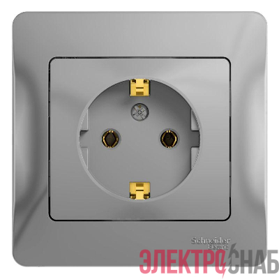 Розетка 1-м СП Glossa 16А IP20 с заземл. в сборе алюм. SE GSL000342