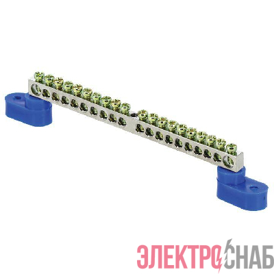 Шина нулевая N 6х9 20 отверст. цинк 2 син. угловых изолятора PROxima EKF sn1-63-20-2