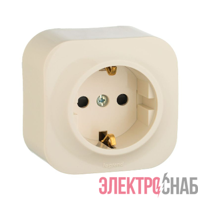 Розетка 1-м ОП Quteo 16А IP20 250В 2P+E с заземл. защ. шторки сл. кость IEK 782250