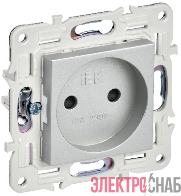 Розетка SKANDY 10А без заземл. защ. шторки SK-R01S серебр. IEK SK-R13-10-K23