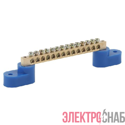 Шина N "ноль" на двух угловых изоляторах ШНИ-6х9-14-У2 NO-222-59 син. (уп.10шт) Эра Б0033439