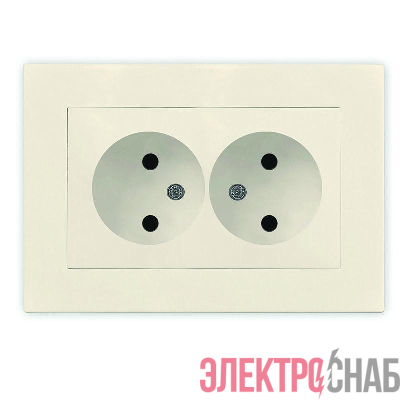 Розетка 2-м СП Афина 16А IP20 без заземл. в сборе сл. кость (ivory) Universal A0102-I