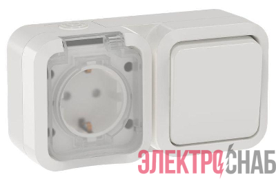 Блок ОП розетка + выключ. горизонт. TORS 16А IP55 TS342 бел. IEK TS-G10-6-55-V-K01