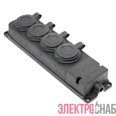 Колодка 4-м 16А IP44 2P+PE 230В с защ. крышками каучук PROxima EKF RPS-020-16-230-44-r