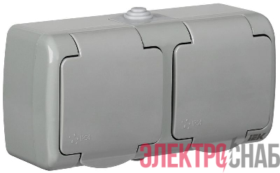 Розетка 2-м ОП AQUATIC РСш22-2-А 16А IP54 с заземл. с крышкой GENERICA ERA22-K03-16-54