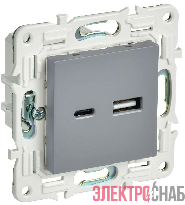 Розетка USB A+C 3.1А SKANDY SK-R14Gr сер. IEK SK-U22-D31-K03