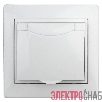 Розетка 1-м СП Plano 1-209-01 16А IP44 250В 2P+E Schuko с заземл. защ. шторки с крышкой бел. Intro Б0048033