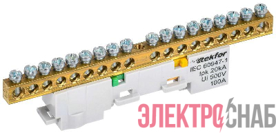 Шина PE &quot;земля&quot; неизол. на универс. держ. 6х9-18-Ж TEKFOR IEK TF-NN10-18-DL-K05