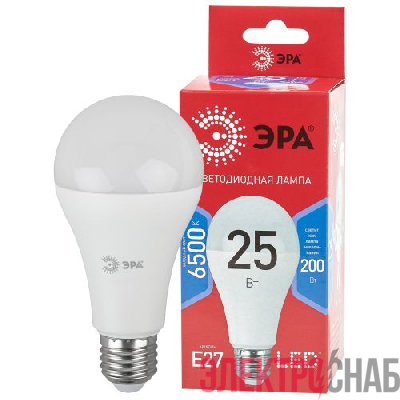 Лампа светодиодная RED LINE LED A65-25W-865-E27 R 25Вт A65 груша 6500К холод. бел. E27 Эра Б0048011