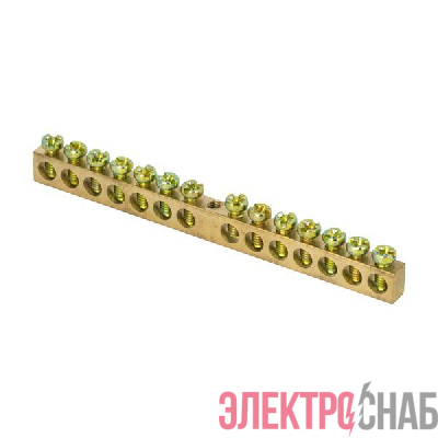 Шина PEN "ноль-земля" 8х12 14 отвер. латунь крепеж по центру PROxima EKF sn0-125-14-c