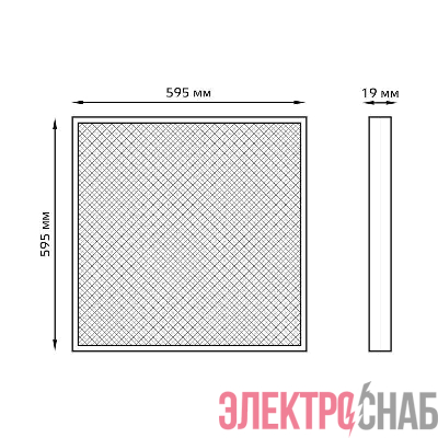 Светильник светодиодный Офис 48Вт 6500К IP20 4600лм 595х595х19мм ДВО офисный рассеив. призма GAUSS 842123345