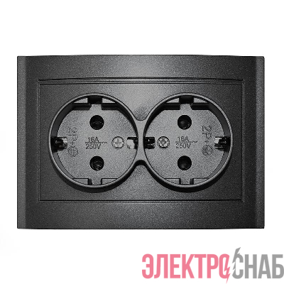 Розетка 2-м СП Бриллиант 16А IP20 с заземл. в сборе графит Universal 7947533-Gr