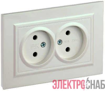 Розетка 2-м СП BRITE РС12-2-БрЖ 10А в сборе без заземл. без защ. шторок жемчуж. IEK BR-R20-10-K36-F
