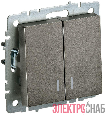 Выключатель 2-кл. СП BRITE ВС10-2-1-БрТБ 10А с индик. механизм бронза IEK BR-V20-1-10-K45