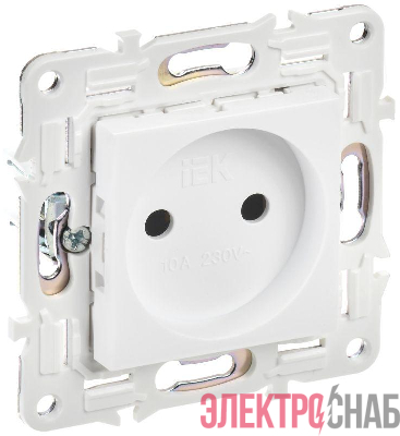 Розетка SKANDY 10А без заземл. без защ. шторок SK-R02W арктич. бел. IEK SK-R10-10-K01