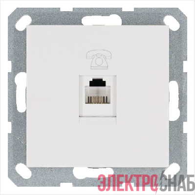 Розетка телефонная 1-м RJ11 механизм бел. глянцевый JasmartG6101W