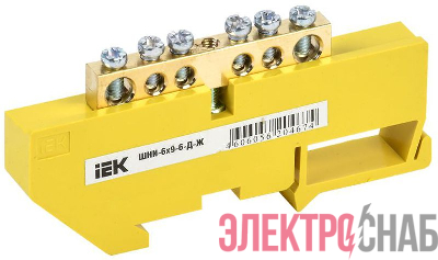 Шина PE "земля" на DIN-изоляторе ШНИ-6х9-6-Д-Ж IEK YNN10-69-6D-K05