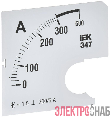 Шкала сменная для амперметра Э47 300/5А-1.5 72х72мм IEK IPA10D-SC-0300