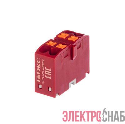 Блок распределительный зажим push-in 4 точки подключения 2.5кв.мм красн. DKC DTP1-004-04SPUR