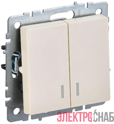 Выключатель 2-кл. СП BRITE ВС10-2-1-БрКр 10А с индик. механизм беж. IEK BR-V20-1-10-K10