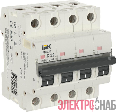 Выключатель автоматический модульный 4п C 32А M10N ARMAT IEK AR-M10N-4-C032