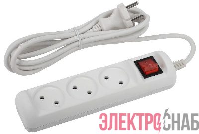 Удлинитель 3х1.5м без заземл. 10А IP20 U-3s-1.5m-2х1 ПВС 2х1 с выкл. Эра Б0044049