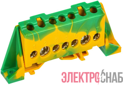Шина PE "земля" в комб. изол. "Стойка" 8х12-7-ЖЗ TEKFOR IEK TF-NN20-07-DP-K52