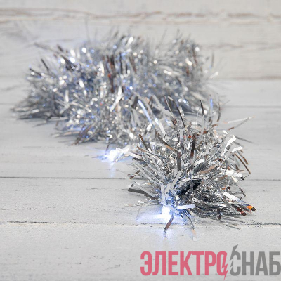 Гирлянда светодиодная "Мишура серебряная " 1.5м 10LED бел. 0.1Вт IP20 провод ПВХ прозр. элементы питания 2хAA (не в компл.) Neon-Night 304-011