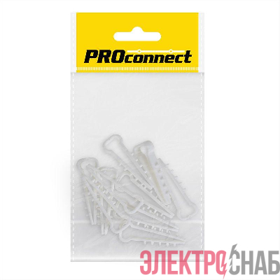 Дюбель-хомут 5-10 для плоского кабеля бел. (уп.10шт) PROCONNECT 07-4611-9