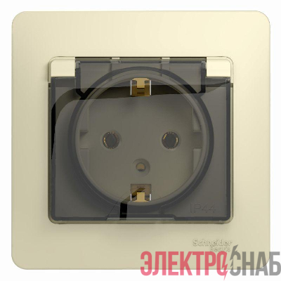 Розетка 1-м СП Glossa 16А IP20 с заземл. защ. шторки с крышкой в сборе беж. SE GSL000246