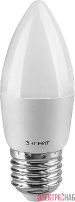 Лампа светодиодная 61 129 OLL-C37-6-230-6.5K-E27-FR 6Вт свеча 6500К холод. бел. E27 600лм 176-264В ОНЛАЙТ 61129