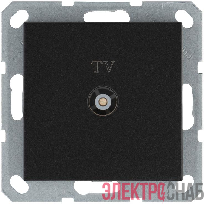 Розетка телевизионная проходная TV Ф9.5мм механизм антрацит Jasmart G6002B