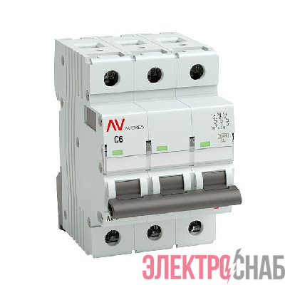 Выключатель автоматический модульный 3п C 6А 10кА AV-10 AVERES EKF mcb10-3-06C-av