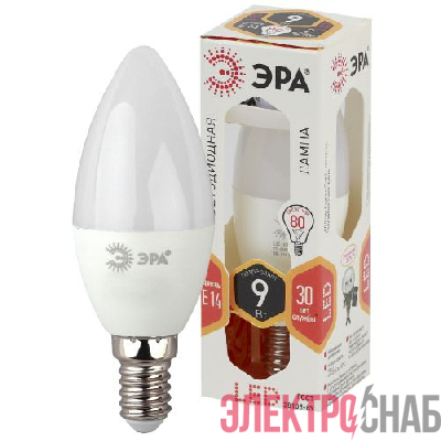 Лампа светодиодная B35-9w-827-E14 свеча 720лм Эра Б0027969