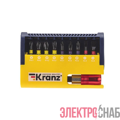 Набор бит с магнитным держателем пластиковый кейс 10 шт Kranz KR-92-0466