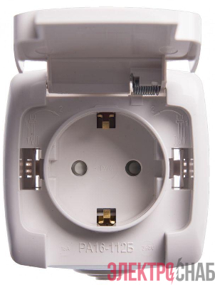 Розетка 1-м ОП Рондо 16А IP44 250В с заземл. защ. шторки бел. SchE RA16-112B-BI