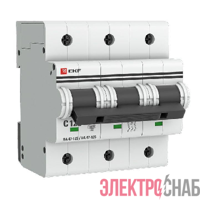 Выключатель автоматический модульный 3п C 125А 15кА ВА 47-125 PROxima EKF mcb47125-3-125C