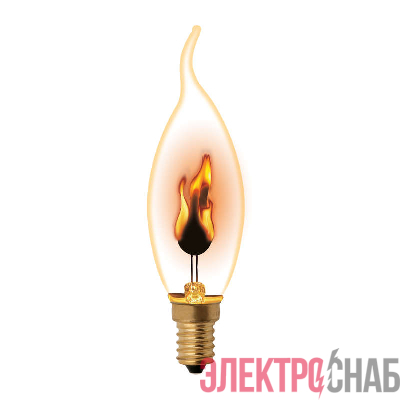 Лампа декоративная IL-N-CW35-3/RED-FLAME/E14/CL с типом свечения "эффект пламени" форма "свеча на ветру" прозр. упак. картон Uniel UL-00002982
