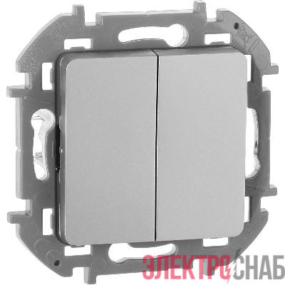 Выключатель 2-кл. Inspiria 10А IP20 250В 10AX механизм алюм. IEK 673622
